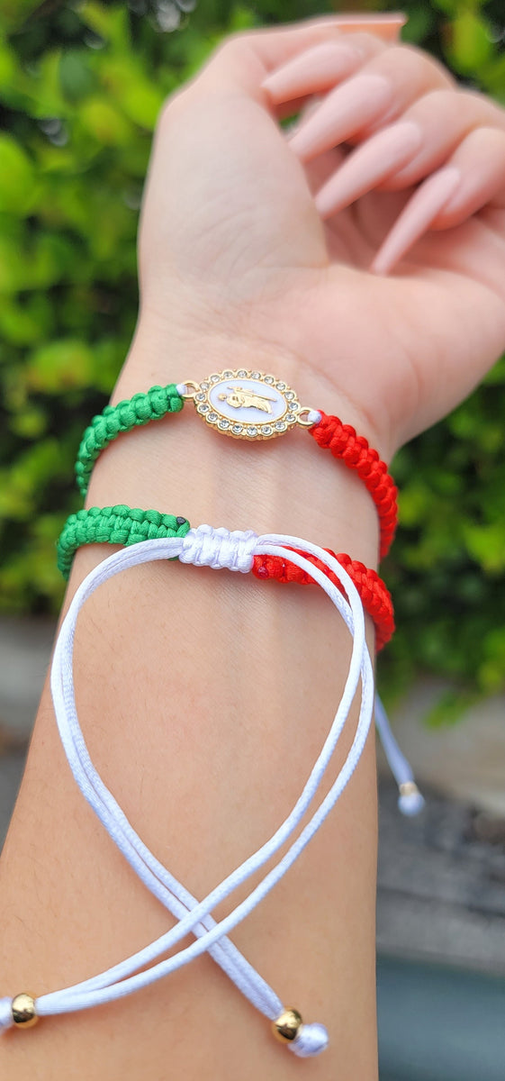 Tri-Color Handmade Virgin Mary OR Saint Jude Bracelet