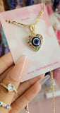 "Don't Ruin My Vibe" 14K Gold Plated Evil Eye Necklace