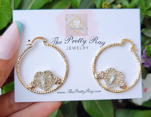 Virgin mary hot sale hoop earrings