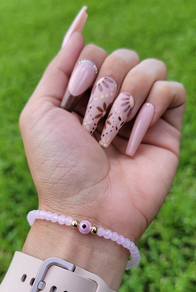 Pick Me Handmade Pink Evil Eye Beaded Bracelet – The Pretty Rag